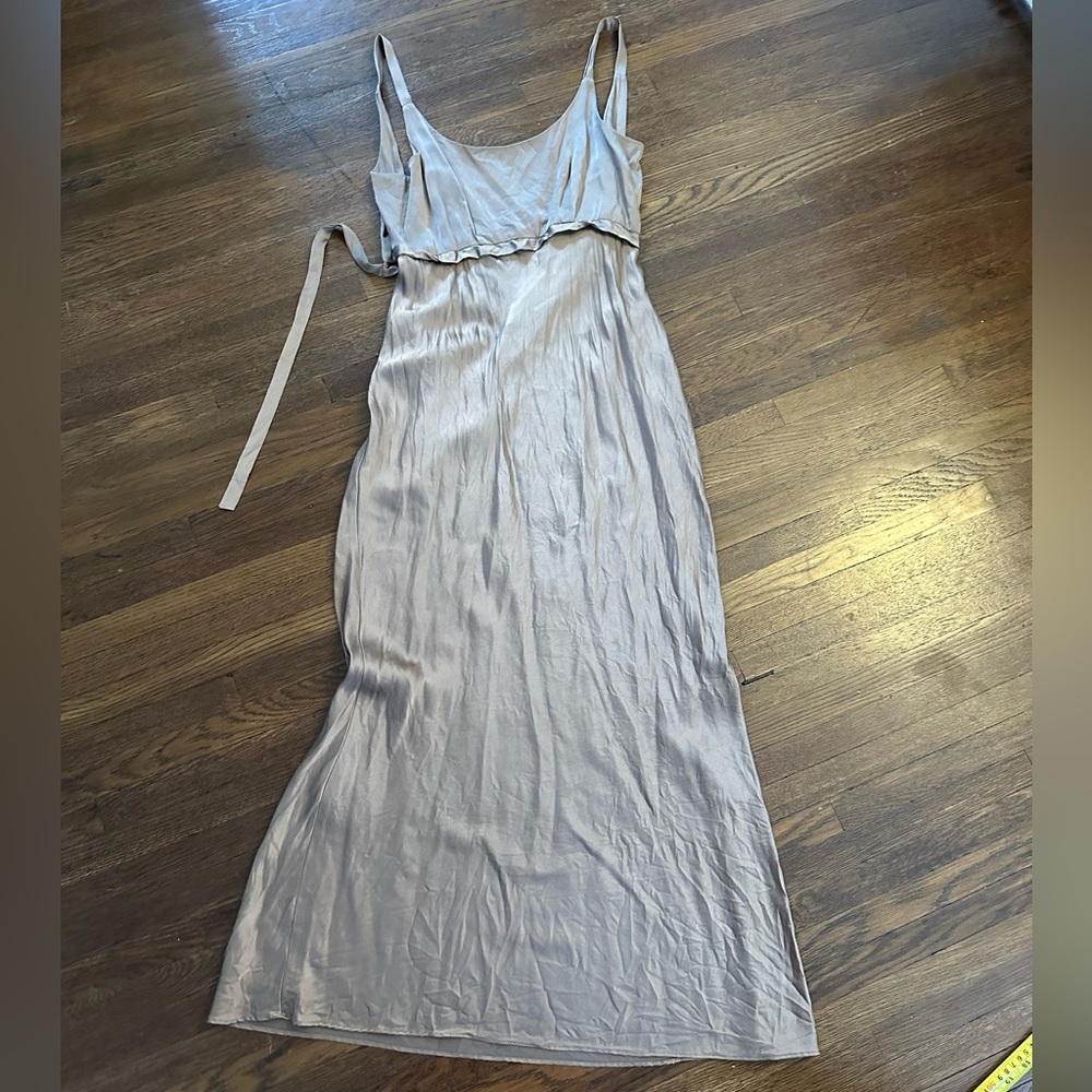 Champagne Silk Slip Dress Tie Back
